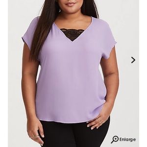 NWT Torrid 3X Lavender Lace Inset Blouse